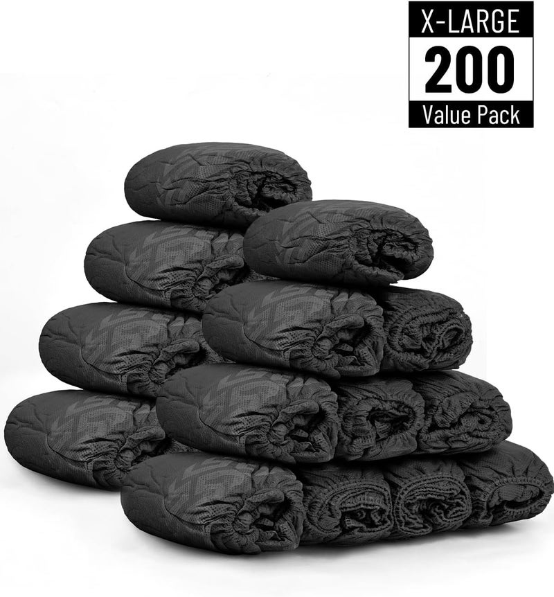 Buself X-Large 200 Count Shoe Covers Disposable Non-Slip, Premium Cloth Boot Covers, Slip-resistant, Durable, Breathable, Non-toxic, Recyclable, Stretchable Fits Up to Size 13 US Men - Black - Image 2
